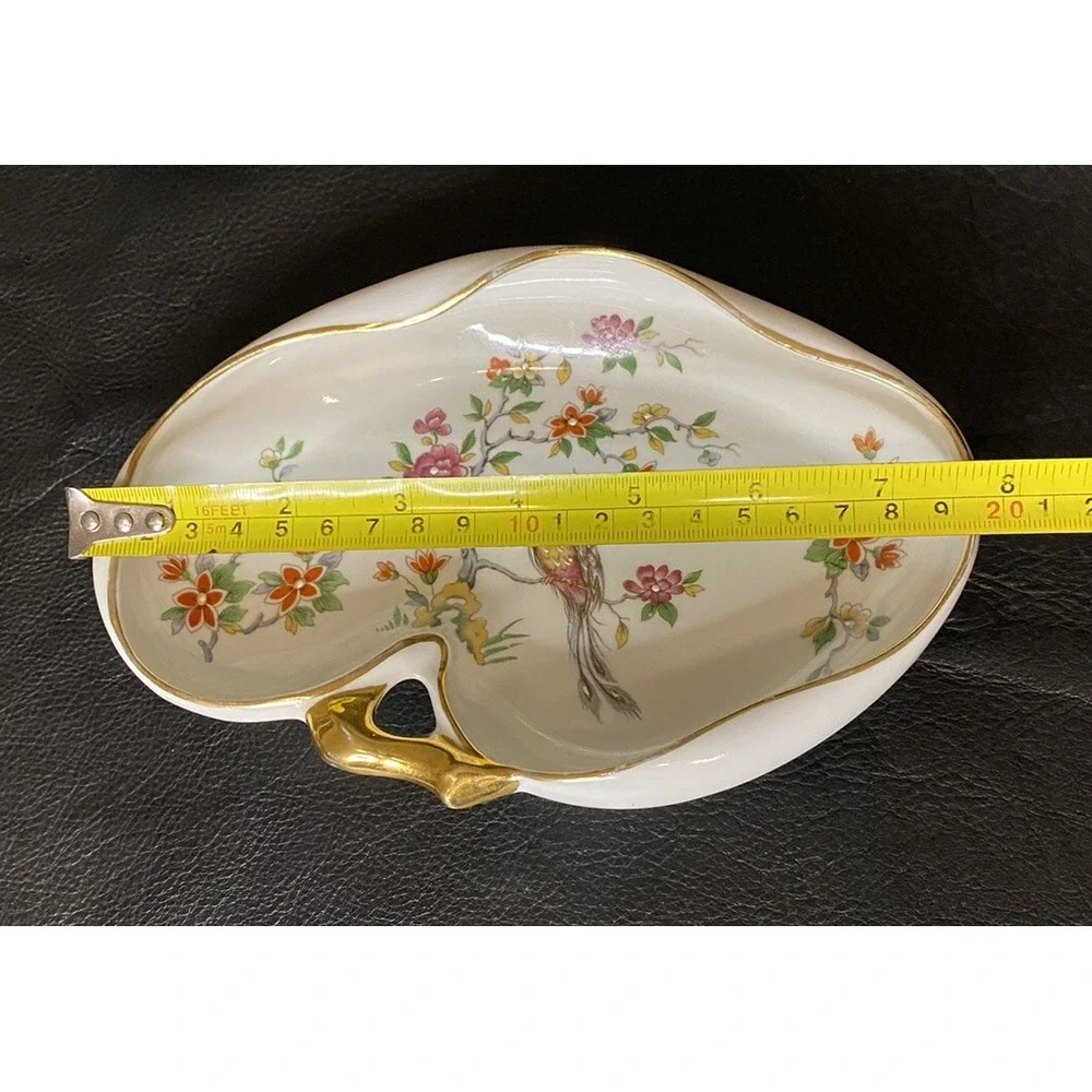 Murmac Limoges France Hand Enameled Fenghuang/Phoenix Bird Blossom Tree Trinket